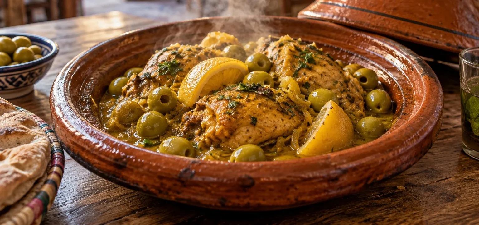 Chicken tagine with preserved lemon and green olives
