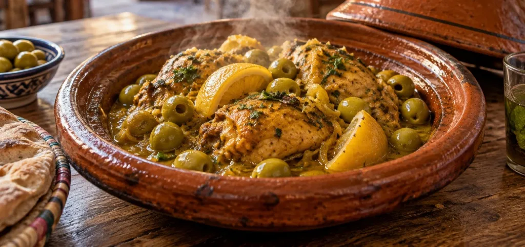 Chicken tagine with preserved lemon and green olives