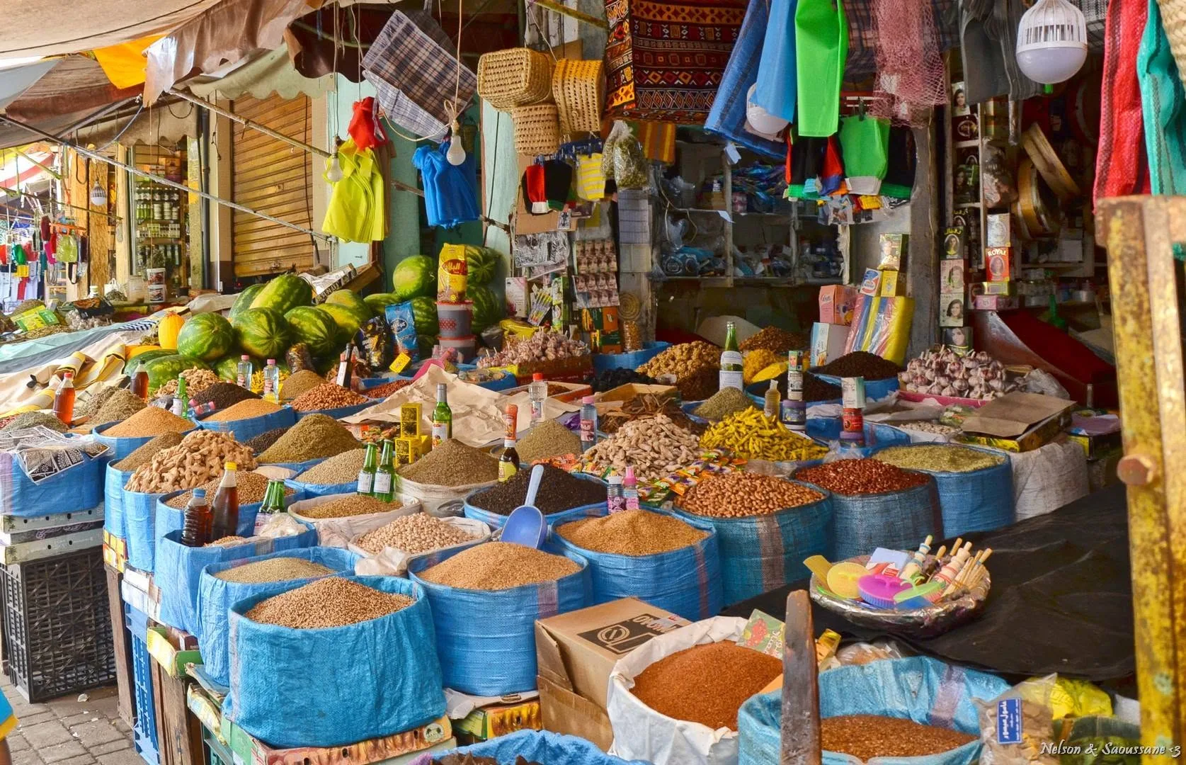Spice and grain stall in the Rabat medina